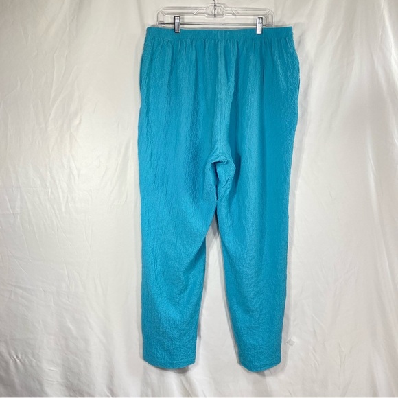 Draper’s & Damon’s Women’s Cyan Blue Crinkle Texture Pull-On Pants - Picture 3 of 6